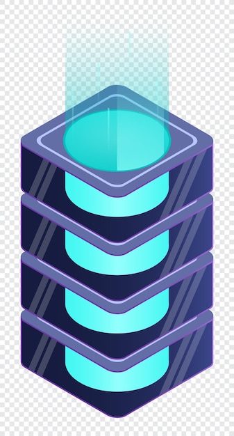 Isometric futuristic server Isometric database or data center Abstract blockchain Computer storage Cloud storage Isometric technology