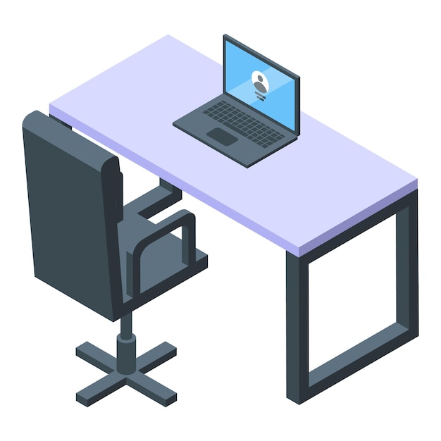 Isometric home office setup with cybersecurity concept