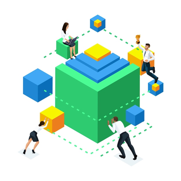 isometric icon for achieving the goal in process of brain development development neural connection