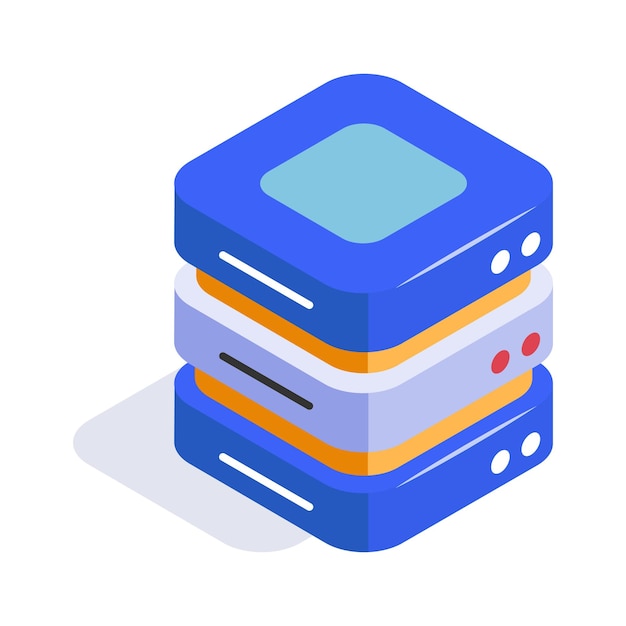 Isometric icon of stacked server units concept icon of data storage and networking
