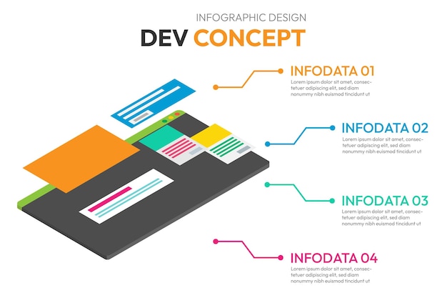 Isometric Infographic design with 4 options leves or steps