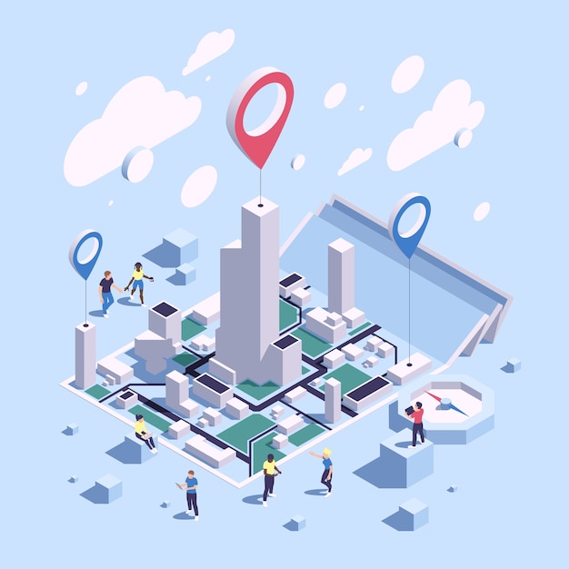 Isometric location map composition background