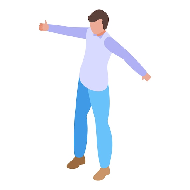 Isometric man giving thumbs up gesture
