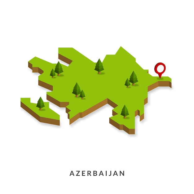 isometric map of azerbaijan simple 3d map vector illustration