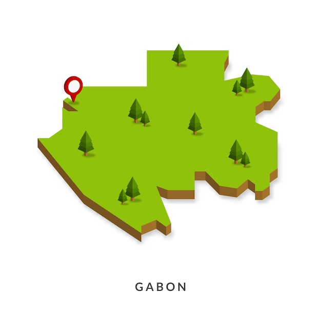 isometric map of gabon simple 3d map vector illustration eps 10 vector