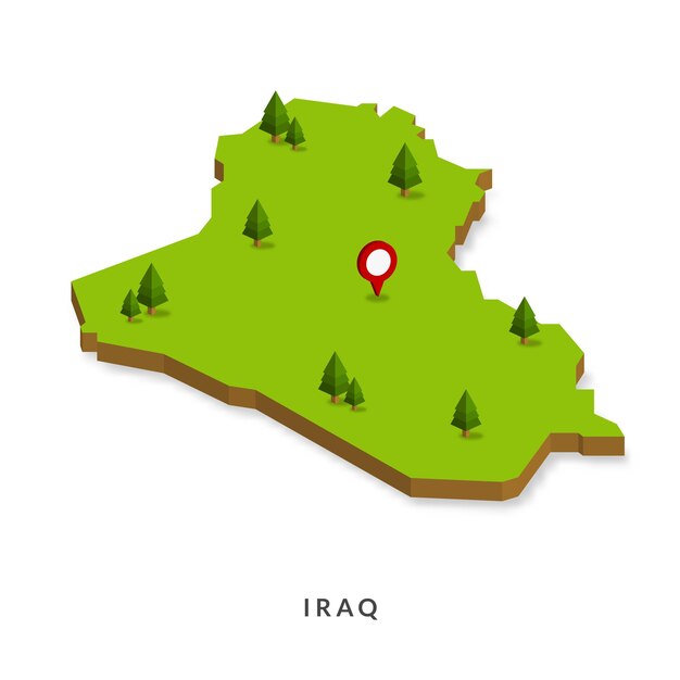 isometric map of iraq simple 3d map vector illustration eps 10 vector