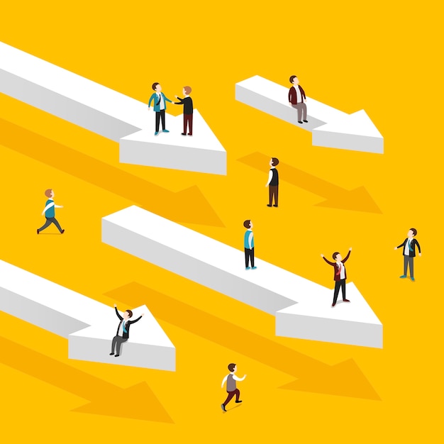   isometric  of heading for success concept