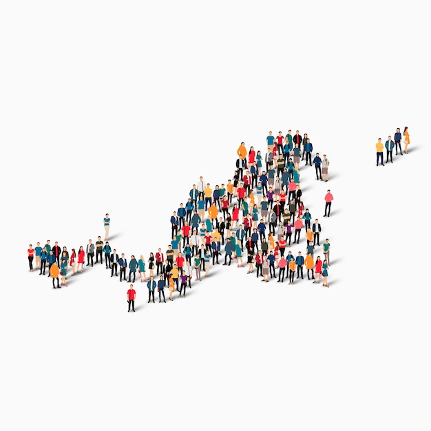 Isometric people forming map of Saint Martin