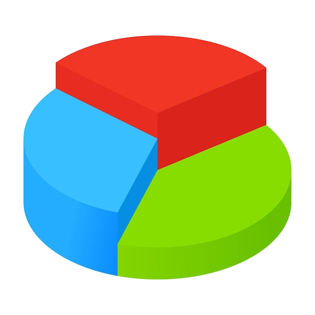 isometric pie chart icon isolated on white background