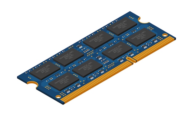isometric random access memory ram memory realistic 3d isometric computer hardware components vector illustration