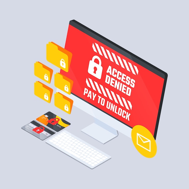 Isometric ransomware infographic