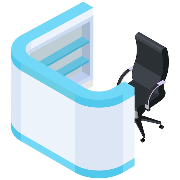 Isometric Reception Desk and Chair