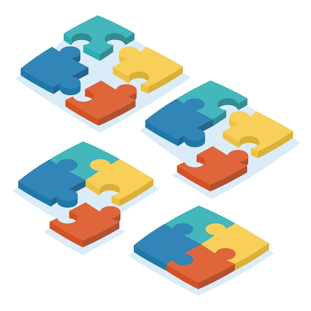 isometric set of puzzles in different variations of the connection.