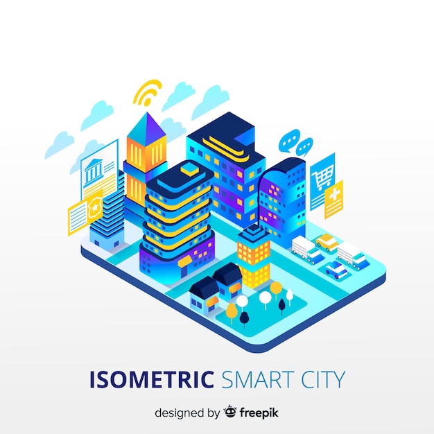 isometric smart city background