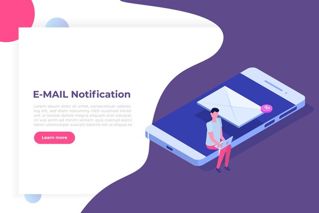 Isometric Smartphone with email notification