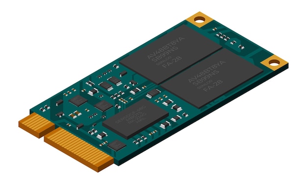 isometric solid state drive drive ssd storage illustration ssd m2 illustration computer hardware components vector illustration