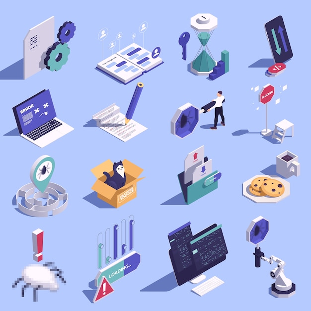 Isometric tech icons