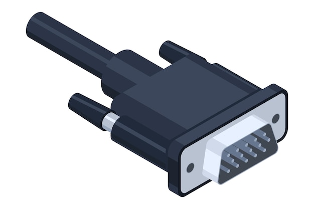 isometric vga port video graphics array vga connector connector and port computer hardware component vector illustration