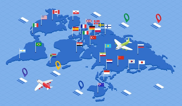 Isometric world map composition