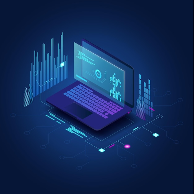 isometrics technology laptop data visualisation