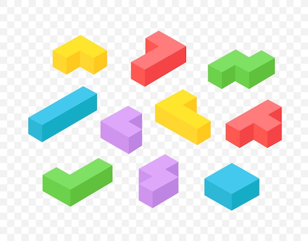 Isometrisk 3D-block clip art isolerad på transparent