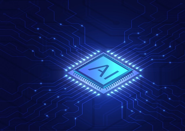 Isometrisk artificiell intelligens, AI-analys med processorchip