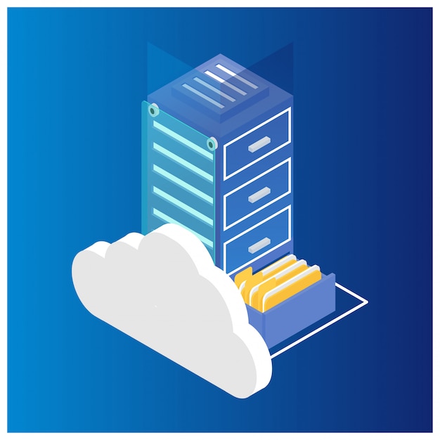 Isometrisk Cloud Computing-koncept