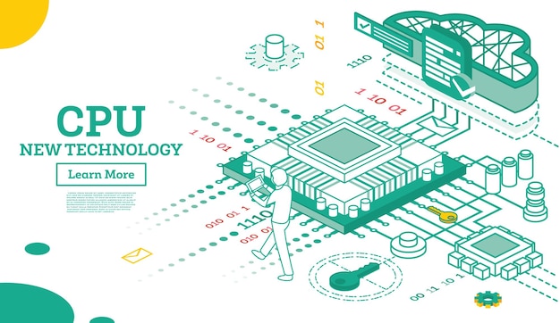 Isometrisk CPU. Datorteknik. Big data-bearbetning. Dataöverföring och bearbetning. Molnteknik.