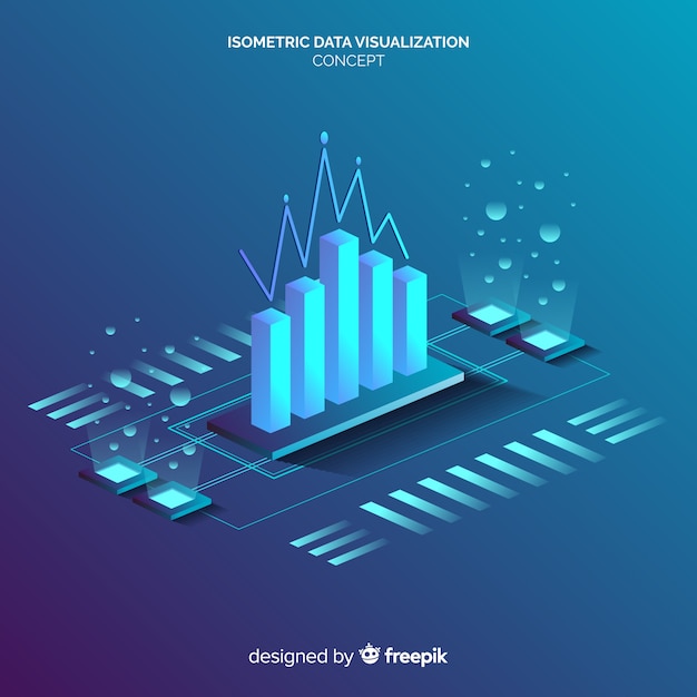 Isometrisk datavisualiseringskoncept baggrund