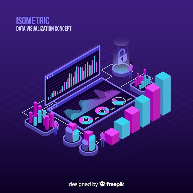 Isometrisk datavisualiseringskonceptbakgrund