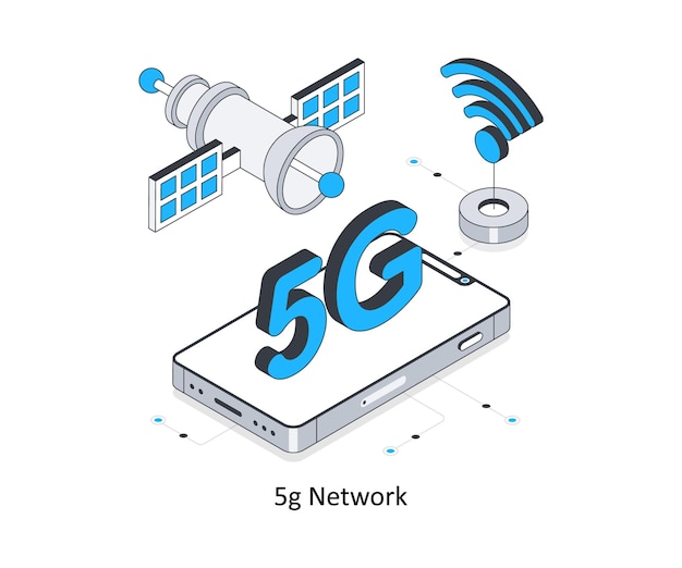 Isometrisk stock illustration EPS-fil med Cloud 5G Network stock illustration
