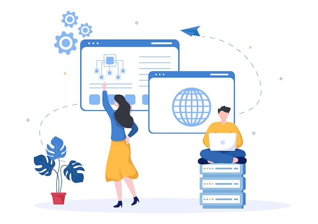 ISP or Internet Service Provider Illustration with Keywords and Icons for Intranet Access Secure