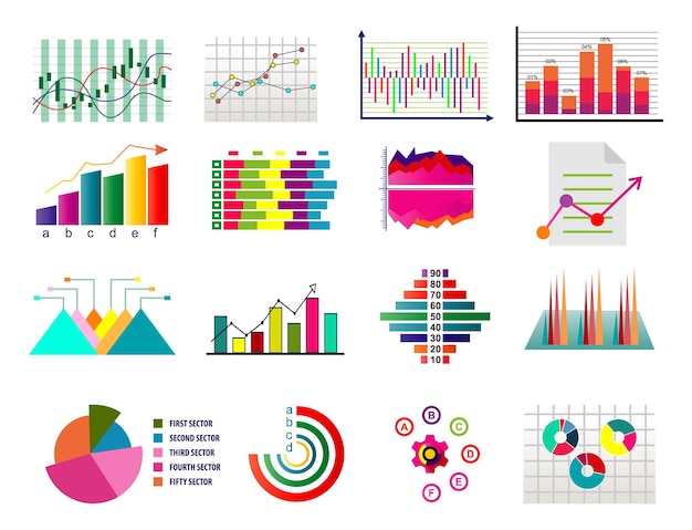 istatistik diyagramı tablosu renkli. diyagram çizelge grafik öğeleri vektör iş diyagramı veri şablonu