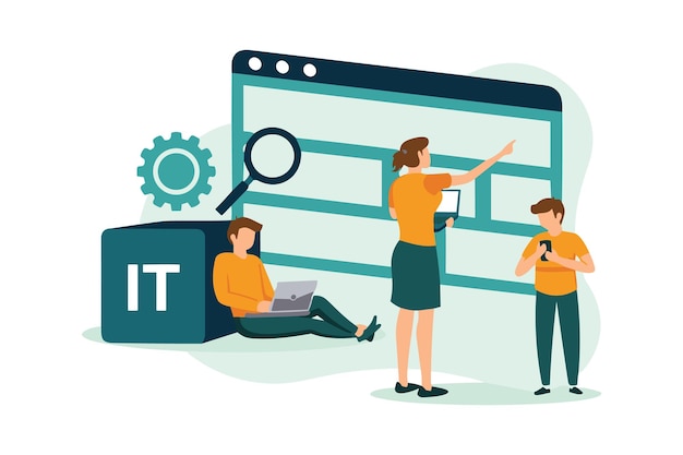 IT Specialist Training and Online Degree Program Vector Illustration Flat Design