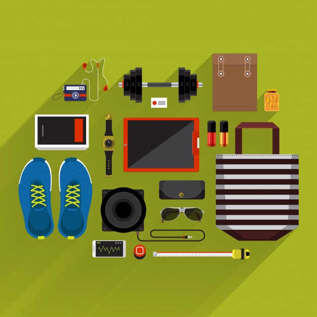 Item lifestyle and marketing on top view by  platform   and longshadow