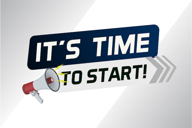Its time to start word concept vector illustration and 3d style landing page template ui web m