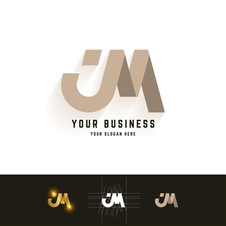Vektör izgara yöntemi tasarımıyla jm veya jn monogram logosu