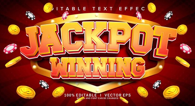 jackpot winning 3d vector text effect with modern style design