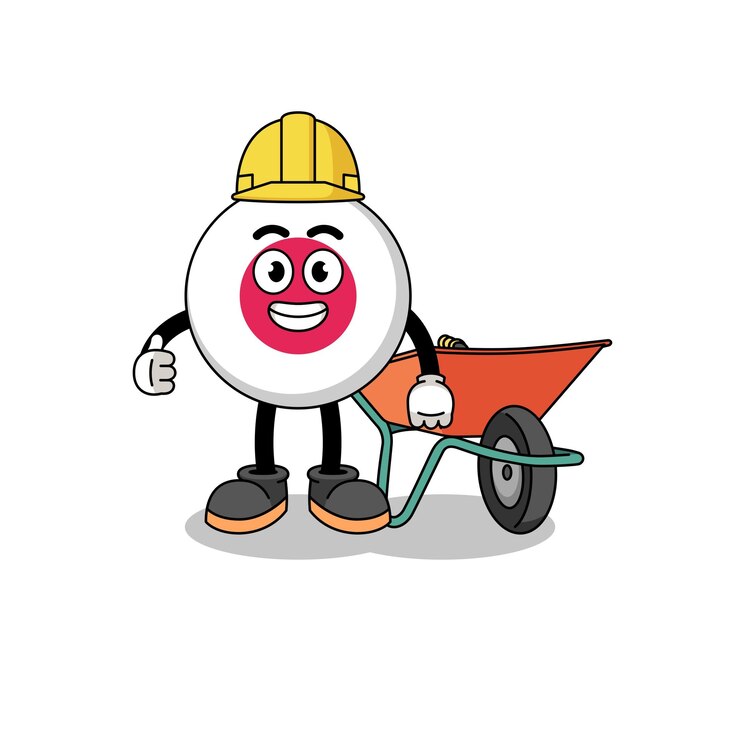 Vektör japan flag cartoon as a contractor