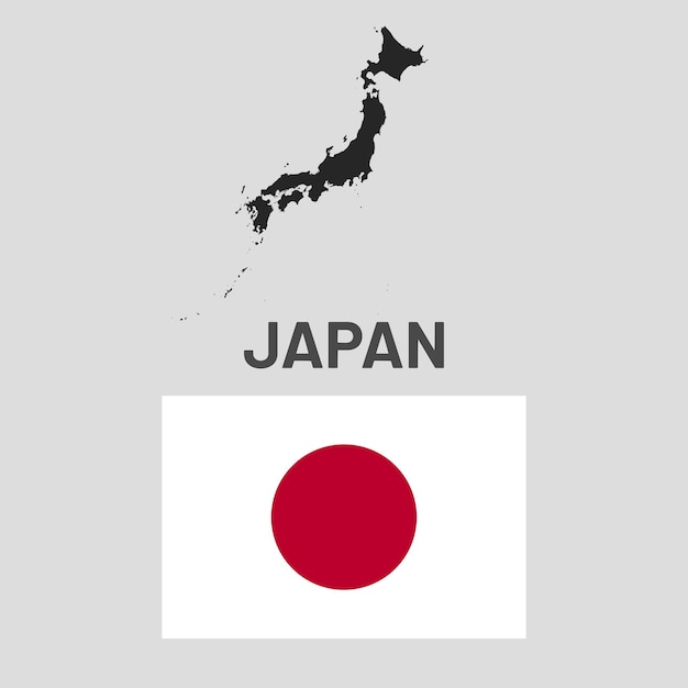 Japan Map and Flag Illustration