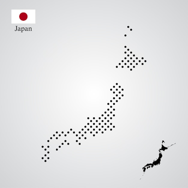 Japan map silhouette halftone style