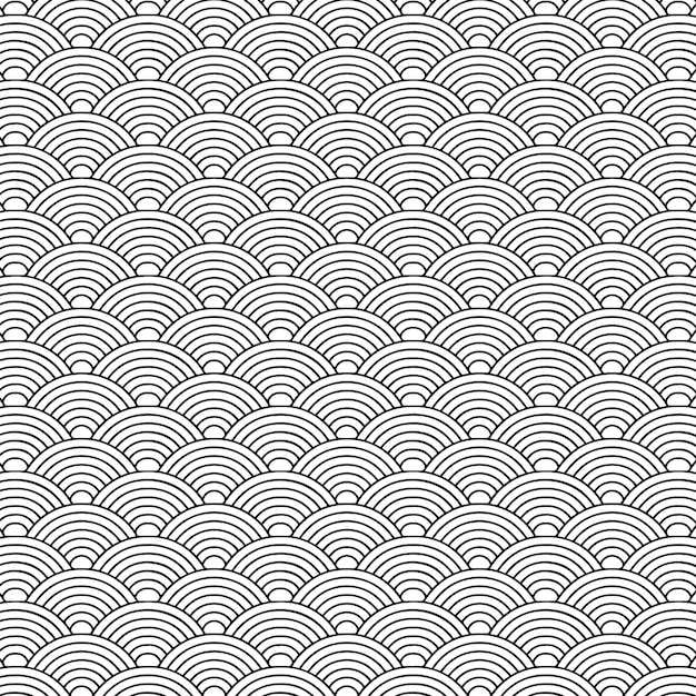 Japan style seamless pattern fan round