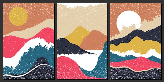 Japanese background with line wave pattern vector Abstract template with geometric pattern Mountain layout design in oriental style