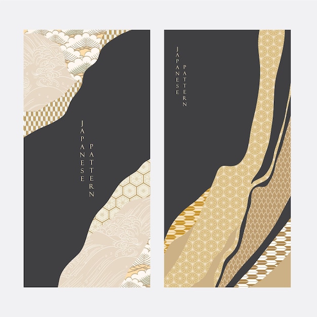 Japanese template vector Line pattern in Asian style with Japanese pattern Chinese sea in oriental