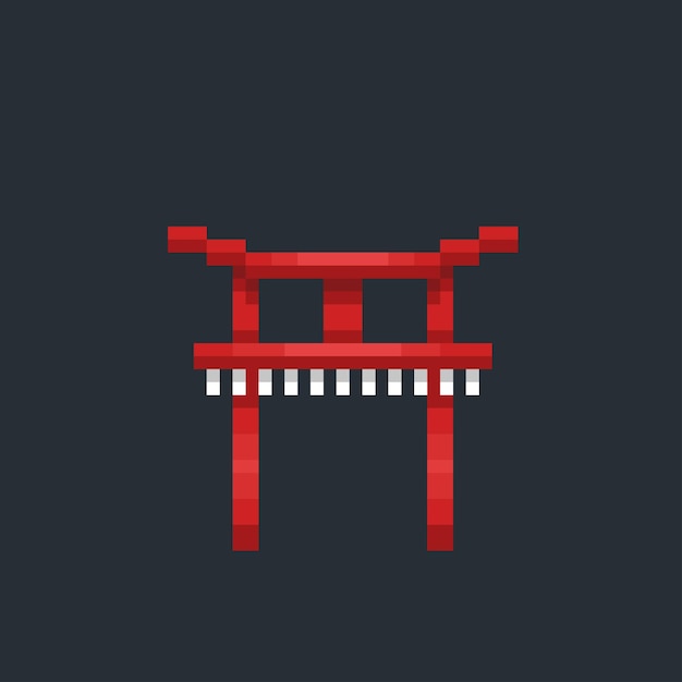Japanese typical building in pixel art style