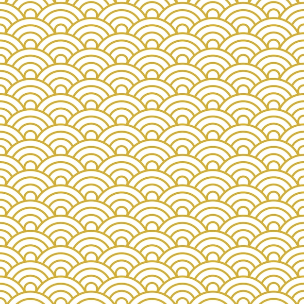 Japanese wave seamless pattern overlapping circle ocean waves repeating texture Vector file