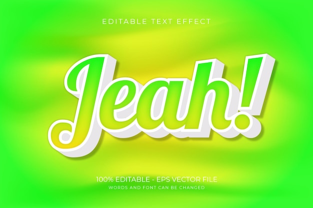 Jeah! Editable text effect Premium Vector