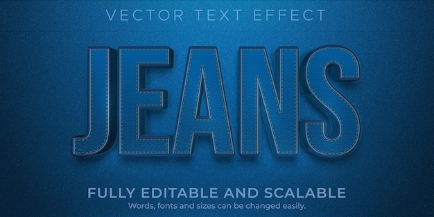 Jeans denim text effect editable blue and fashion style