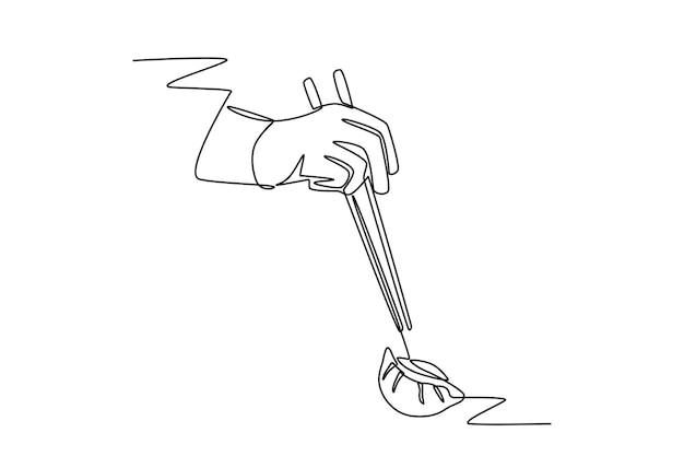 Jiaozi chinese dumplings concept oneline drawing