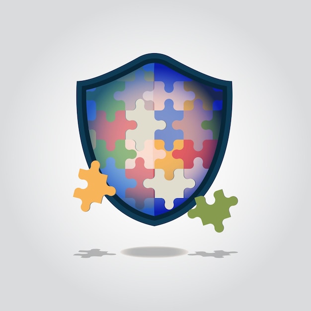 Jigsaw Puzzle shield design vector illustration